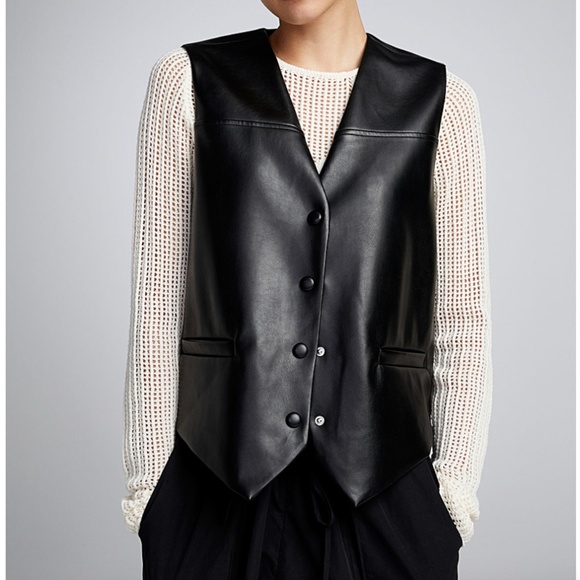 Eco friendly black oversized faux leather vest NWT - Picture 1 of 9